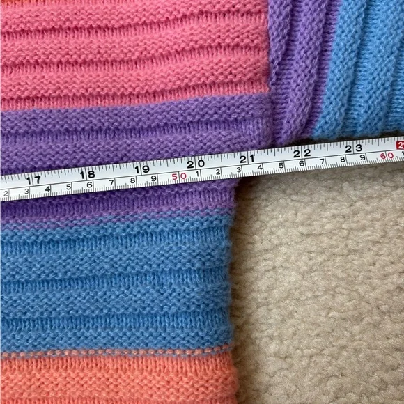 English Factory rainbow striped rugby collared cozy knit sweater, preppy, sz L - Picture 4 of 5